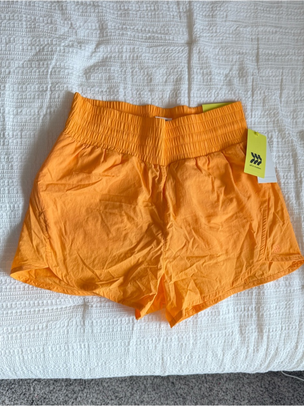 all in motion Bright Orange Smocked Waist Athletic Shorts